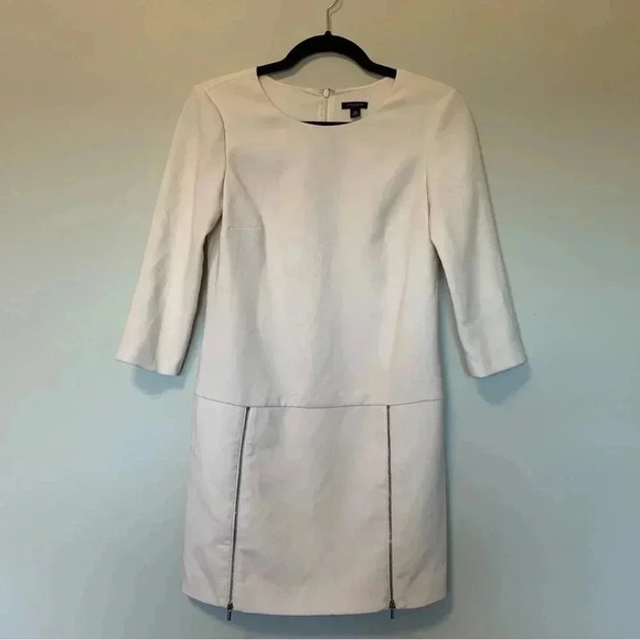 Ann Taylor long sleeves  white dress with zips on the skirt - Picture 1 of 4
